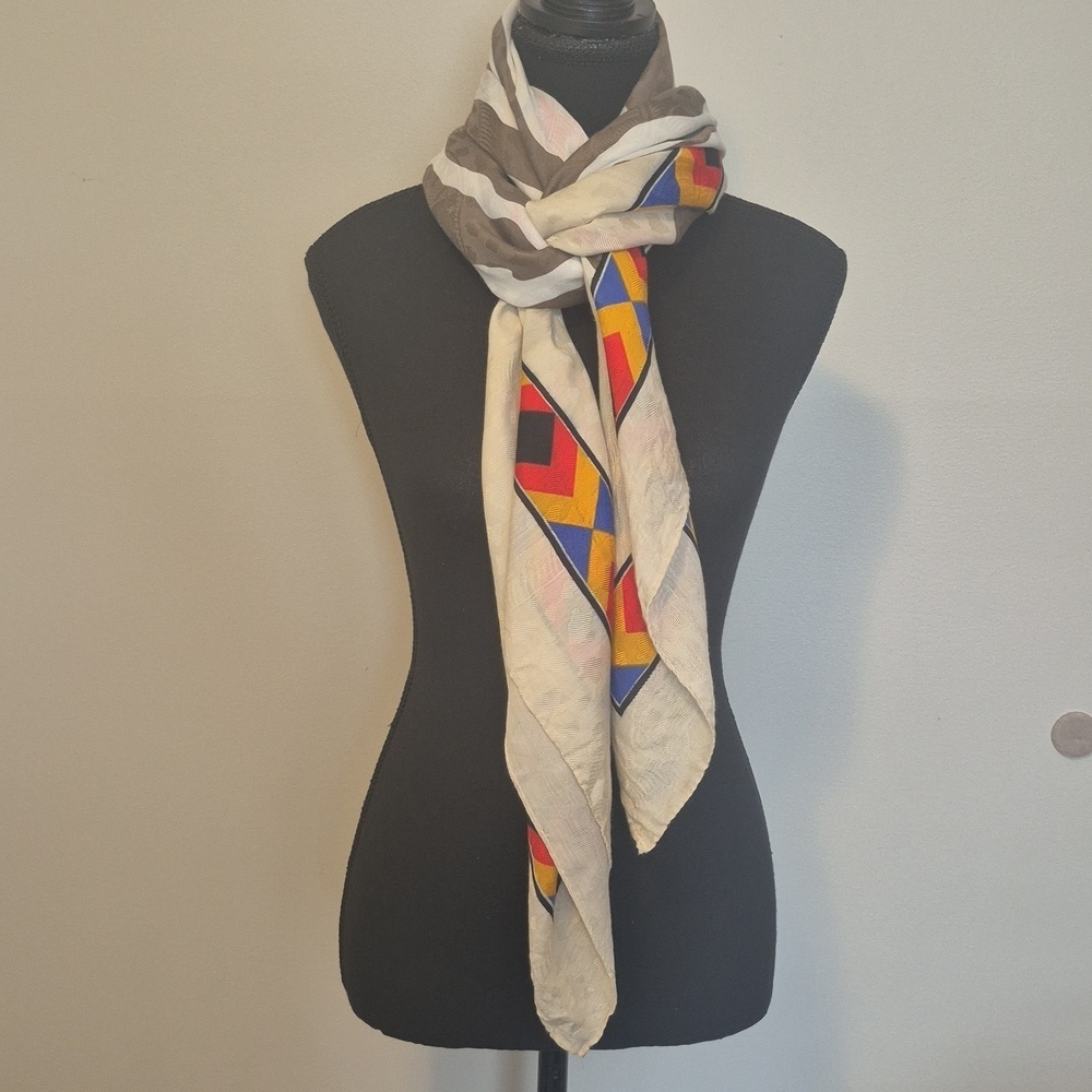 Colorful Geometric Pattern SQUARE shape Scarf - *5' Square - Picture 3 of 6